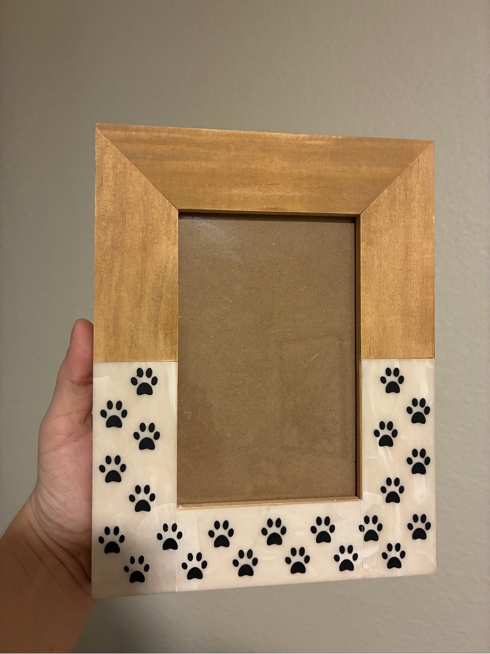 Expressions Wood & Resin Paw Print Frame - Brown and Cream Pet Picture Frame